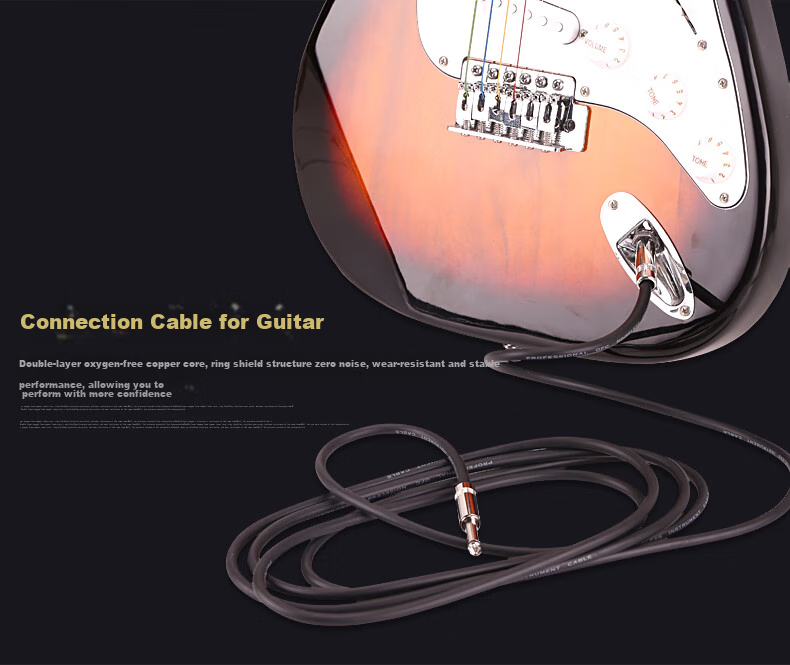 Maneryuepu 6.5MM Guitar Cable, Speaker Audio Cable, Noise Reduction Cable, 3 Meters, Musical Instrument Accessory 4