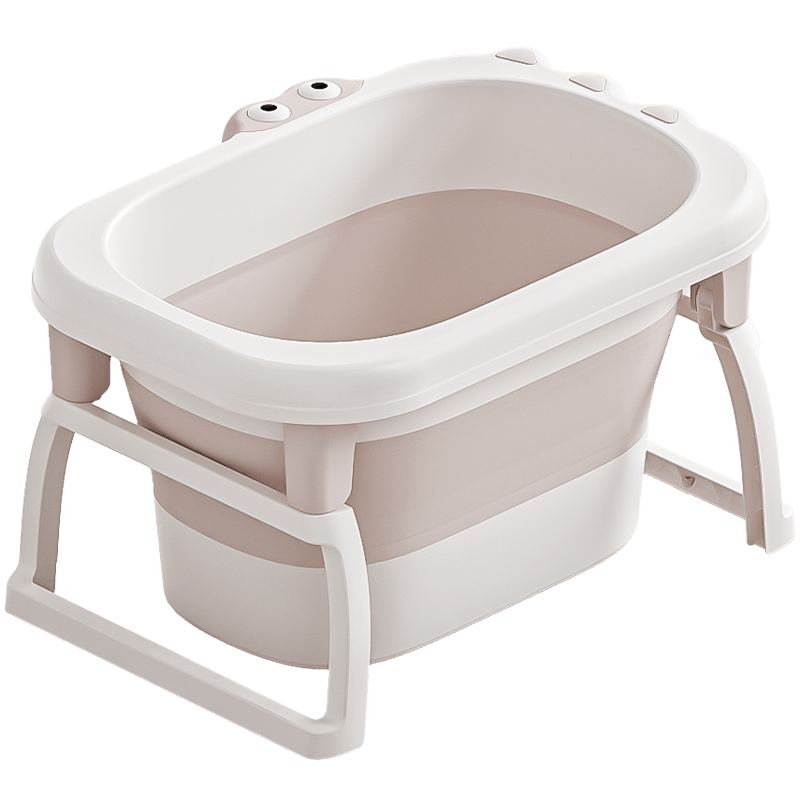 Babyhood Little Crocodile Bathtub, Foldable Children's Bath Tub, Baby Wash Basin for Ages 0-10, 329 Milk Coffee Color