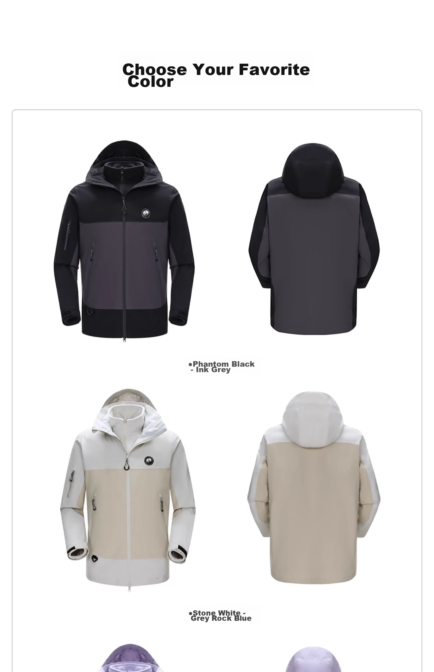 CAMEL Panda Three-In Outdoor Waterproof Windproof Jacket Hiking Mountaineering Coat Autumn Winter Men's Women's Style 1613 20