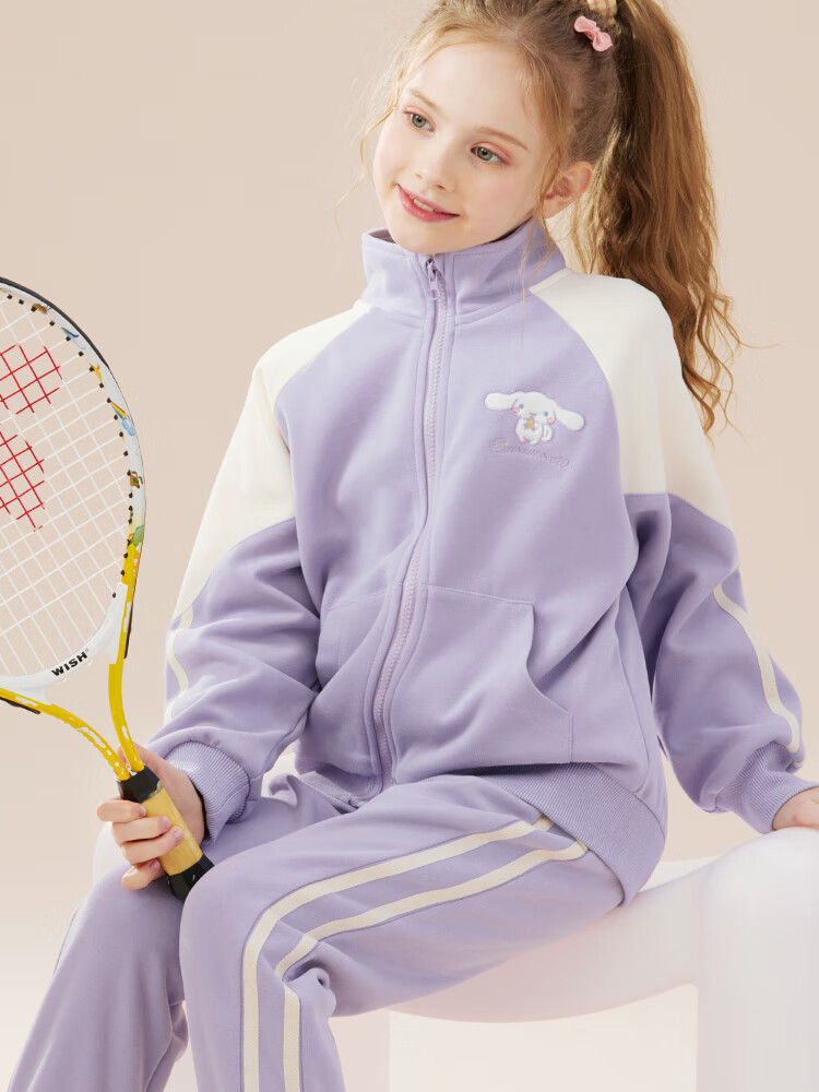 Hello Kitty Girls' Sportswear Set, Spring And Autumn 2026, Children's Casual Jacket, for Older Kids, Two-Piece Set, 024 Pink, Size 170 6