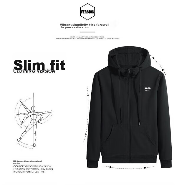 JEEP SPIRIT Men's Hooded Sweatshirt And Jacket Set for Autumn And Winter, Outdoor Sportswear Two-Piece Set SY118 Black 3XL 13