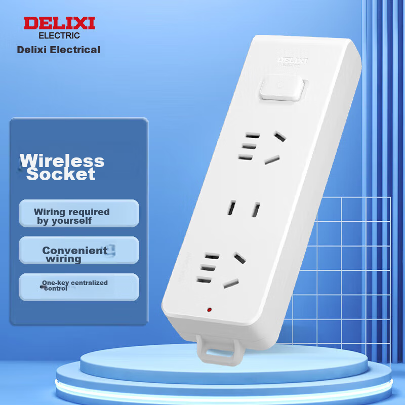 DELIXI National Standard Socket/power Strip/outlet Strip/power Bar/extension Cord, 3-Outlet Wireless Power Strip without Cord, Master Switch