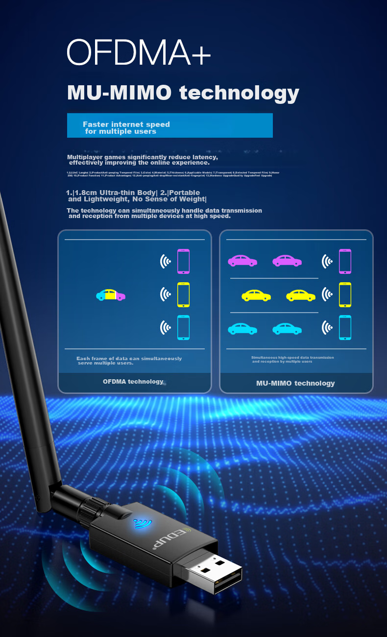 EDUP AX900 WiFi 6 Driverless USB Dual-Band 5G Bluetooth 5.3 Wireless Network Adapter for Desktop Computers, Supports Win10/11 EP-AX900S 3