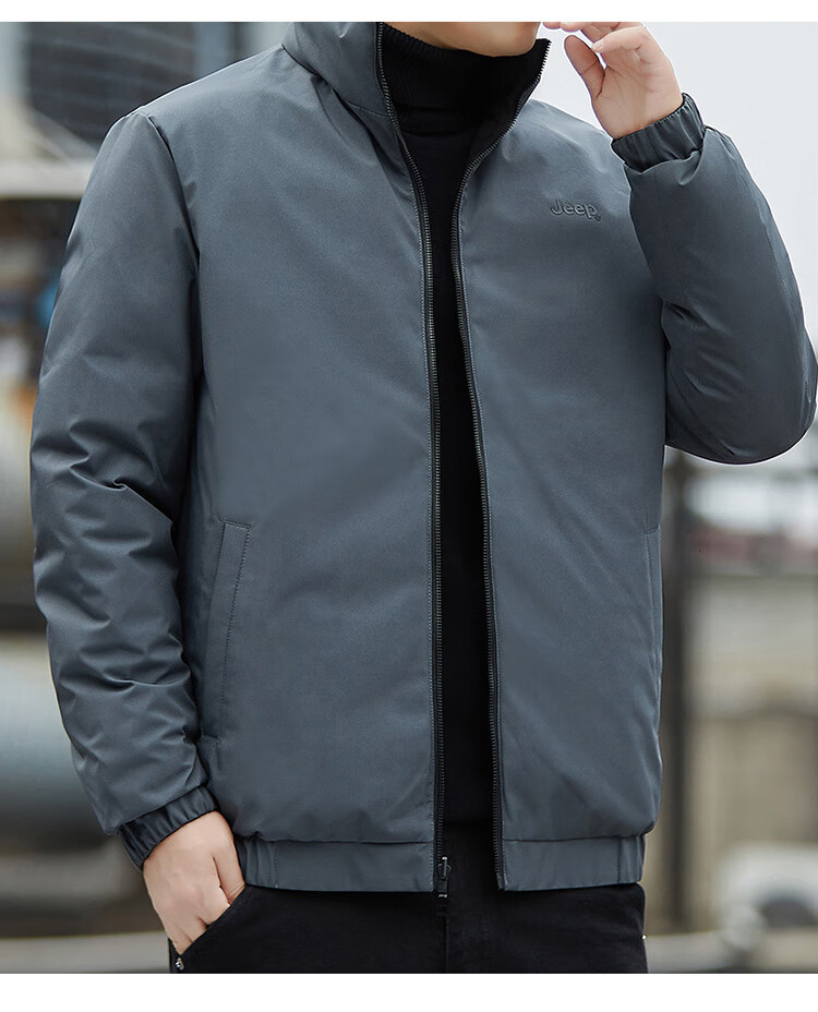 JEEP Men's Winter Short Down Jacket Casual Stand Collar Coat Warm Reversible Black 4XL 12