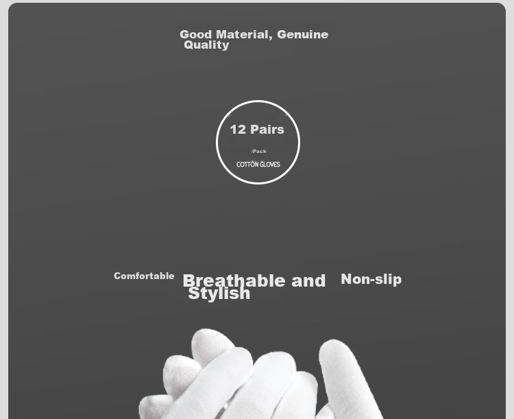 Minggu Etiquette White Gloves Three-Rib Style for Duty Operations, Military Parade, Security Guards, 10 Pairs, CW345756 2