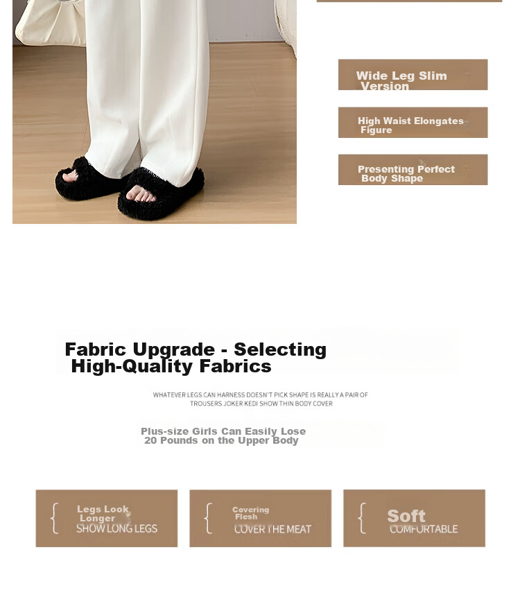 Yishangmei Loose Wide-Leg Pants for Women, Autumn And Winter New Style, Fleece-Lined Thickened Chenille Floor-Length Straight Casual Cotton Pants 4