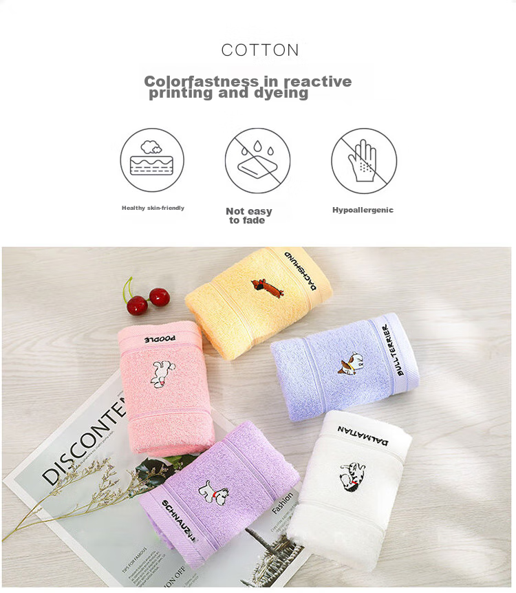 Grace Children's Towels, Pure Cotton, Class A Absorbent Face Towels for Boys And Girls, Baby Drool Towels, 5 Pack, Puppy Desig 6