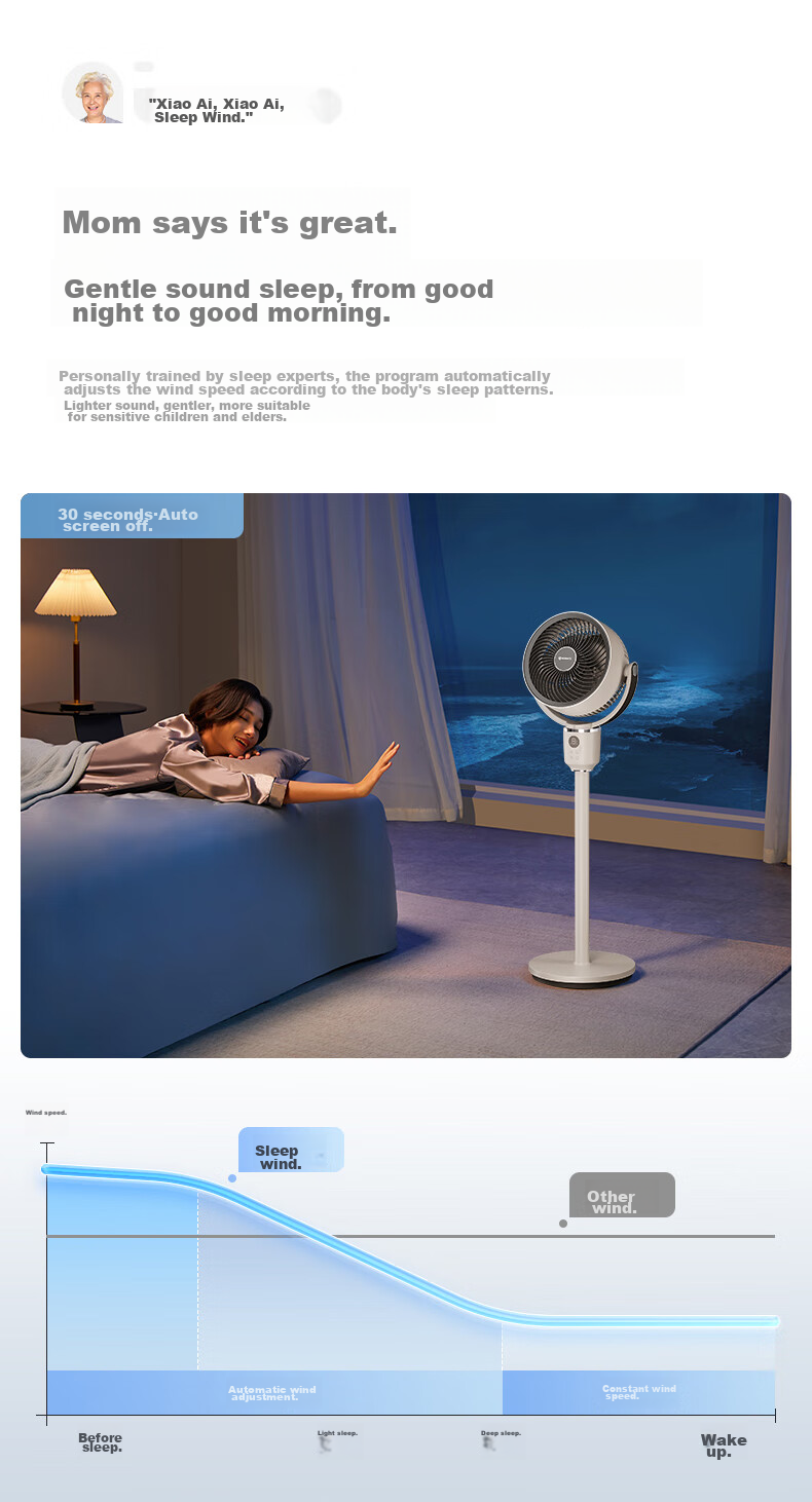 AIRMATE [Voice-Activated Mini Storm] Smart Air Circulation Fan, High-Power Electric Fan for Home Use, Small Floor Fan, Quiet Bedroom Fan with Gentle Breeze, SR160 11