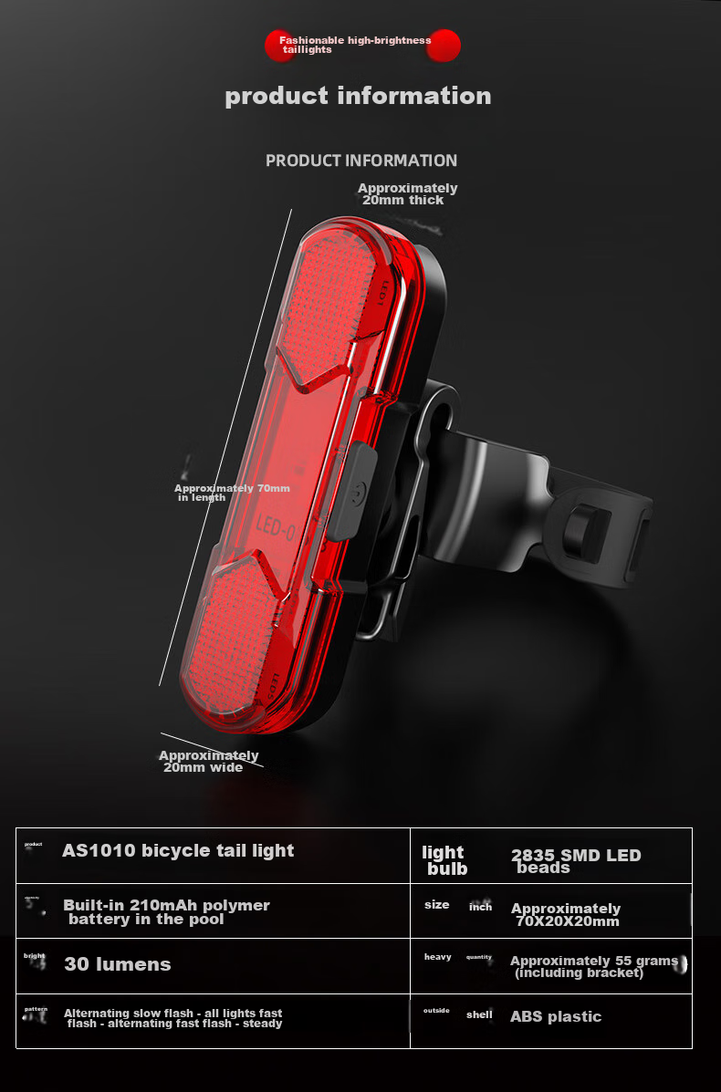 Bicycle Light, Cycling Equipment, Front And Rear Lights, Mountain Bike Night Riding Safety Warning Light, Waterproof USB Rechargeable High-Beam Flashlight, Road Bike Front And Rear Lights 2