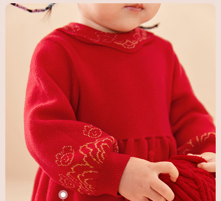 BALABALA Children's Clothing, Baby Dress, Kids' Dress Style, Autumn Wear, Baby Girl New Year Season Princess Dress, New Year's Greeting Outfit 5