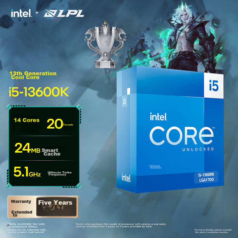 Intel Core I5-13600K 13th Gen 14-Core 20-Thread Max Turbo up to 5.1GHz Five-Year Warranty Desktop CPU for Smooth Gaming Black Myth: Wukong