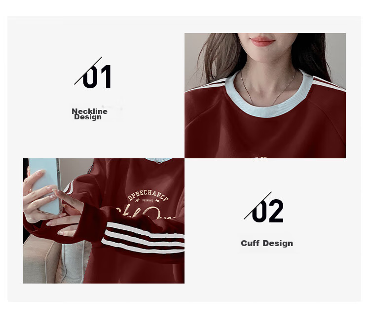 Halo Queen Women's Sweatshirt, Spring And Autumn, Round Neck, Loose Fit, Fashionable Printed Pullover Top H13KW1300 6