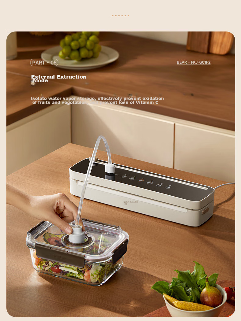 Bear Vacuum Sealing Machine, Home And Commercial Fully Automatic Vacuum Sealing All-In Machine, Dry And Wet Dual-Use Vacuum Sealer Packaging Machine FKJ-G01F2 20