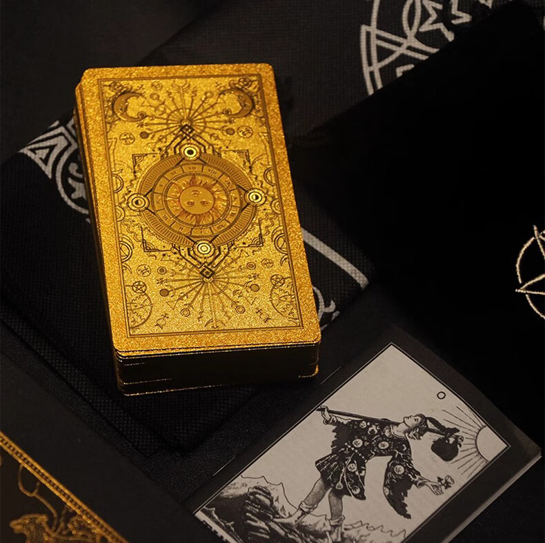Miaoji Authentic Rider-Waite Tarot Cards PVC High-Quality Gold Foil Full Set Waterproof Gift Box Simple Packaging Devil Eye MJ8659 5
