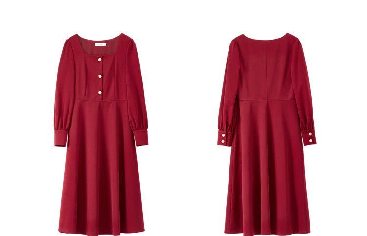 Shangdu Bila New Year Red French Style Dress for Women Spring Autumn Mid-Length Elegant Goddess Waist-Slimming Petite Dress 22