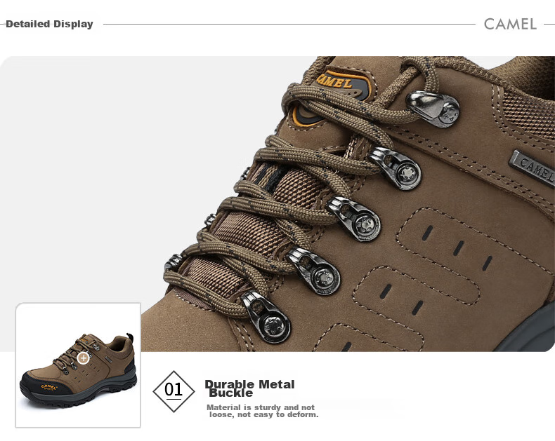 CAMEL Outdoor Hiking Shoes for Men, Leather, Durable, Shock-Absorbing, Casual Sports Shoes for Climbing, Model 6935 22