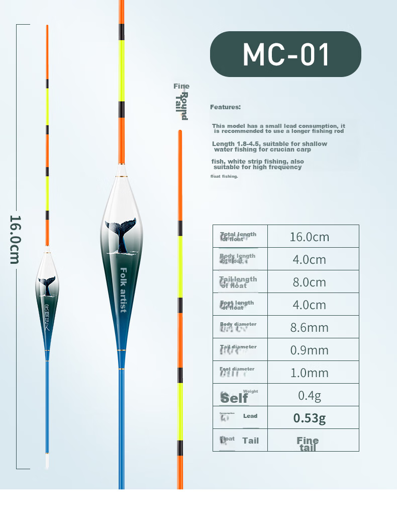 Minjianyiren Shallow Water Float Short Float Winter Fishing Shallow Bank Grass Cave Stream Ice Fishing Float Crucian Carp Baitiao Wild Fishing Bold Eye-catching Float 11