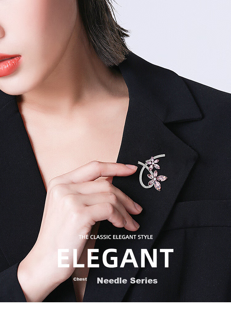 Qlady Floral Brooch High-End Women's Elegant Pin Fixed Clothes Scarf Knit Accessory Birthday Gift 1