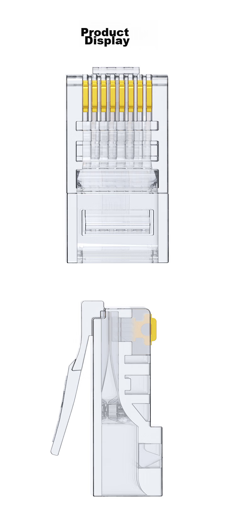 HAILE CAT5e Crystal Head Unshielded Network Crystal Head, 3U Gold-Plated, 100 Pieces Per Pack, HT-RJ45 15