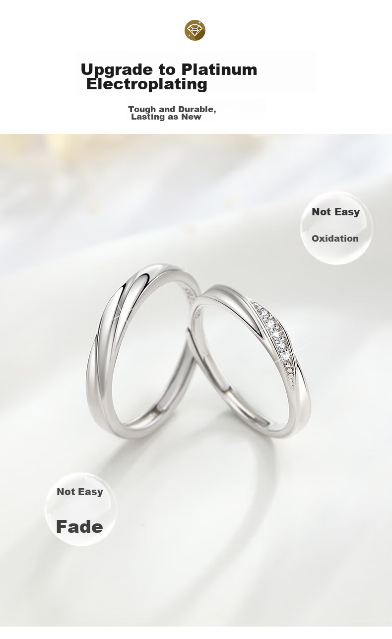 Zhenshangyin Chinese Gold Couple Rings, Diamond Engagement Rings for Couples, Proposal Ring Set, Size 38, Women's Day Gift for Girlfriend 7