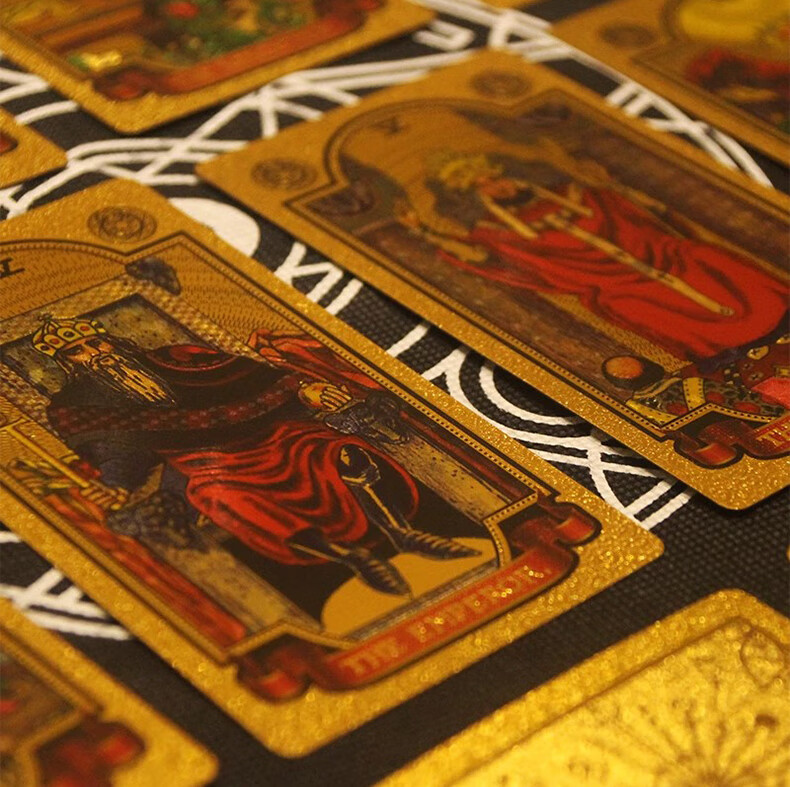 Miaoji Authentic Rider-Waite Tarot Cards PVC High-Quality Gold Foil Full Set Waterproof Gift Box Simple Packaging Devil Eye MJ8659 7