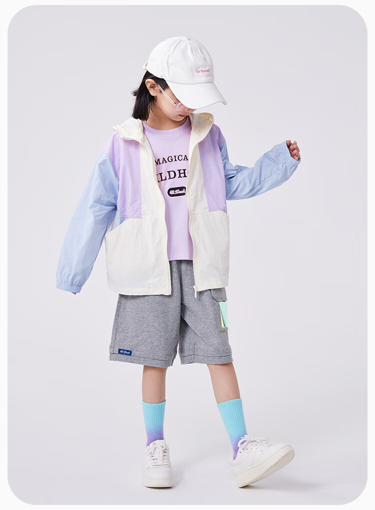QQ DUCK Children's Clothing Girls' Sun Protection Jacket Kids' Summer Thin Coat Sunshade Youth Clothing Three Colors Off-White; 130 24