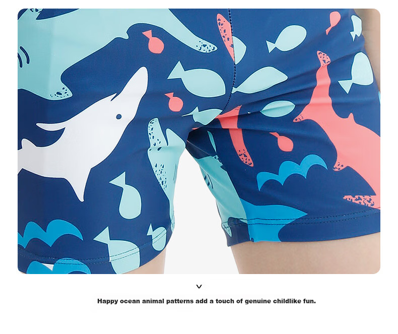 PEAK Children's Swimwear, Boys' Two-Piece Swimsuit, for Small to Large Kids, Cute Hot Spring Swim Trunks, Kids' Swimming Costume Set, Size 100 14