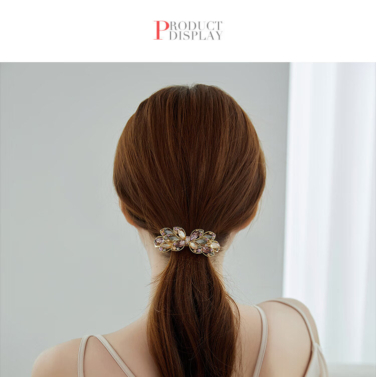 CHIMERA High-End Crystal Hair Clip for Women, Elegant Barrette, Back of Head Spring Clip, Straight Clip, Mid-Autumn Festival Gift 5