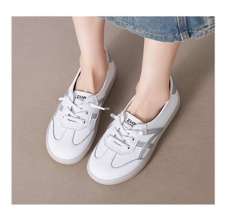 ZHR Casual Shoes, Lightweight And Breathable, Spring And Autumn Flat White Sneakers, Trendy Retro Training Shoes for Women, A67P, White And Blue, Size 37 15