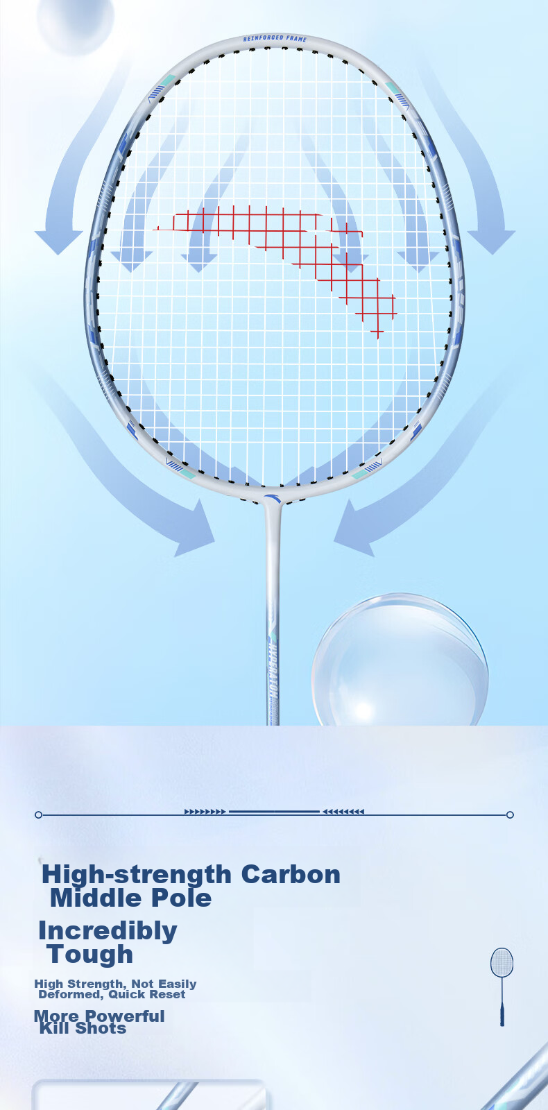 ANTA Professional Carbon Fiber Badminton Racket, Ultra-Light And Durable, Single Racket for Competition, Versatile Badminton Racket, Blue 637-2 4