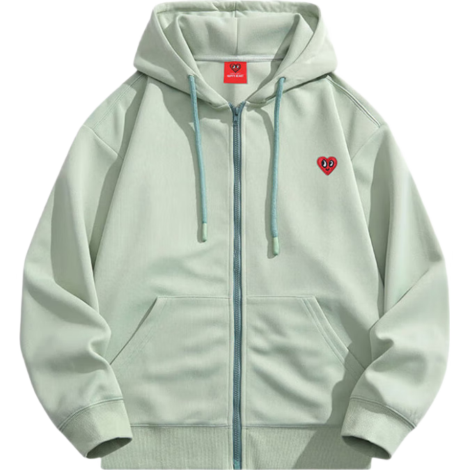 Chaersitaoxin [Wang Churan's Choice] Fleece-Lined Hooded Sweatshirt, Simple Casual Jacket for Men And Women, Light Green, XL
