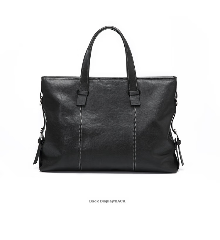 GOLF Briefcase, Men's Business Top-Grain Leather Handbag, Large Capacity Laptop Bag, Fashionable Horizontal Style Shoulder Crossbody Bag 35