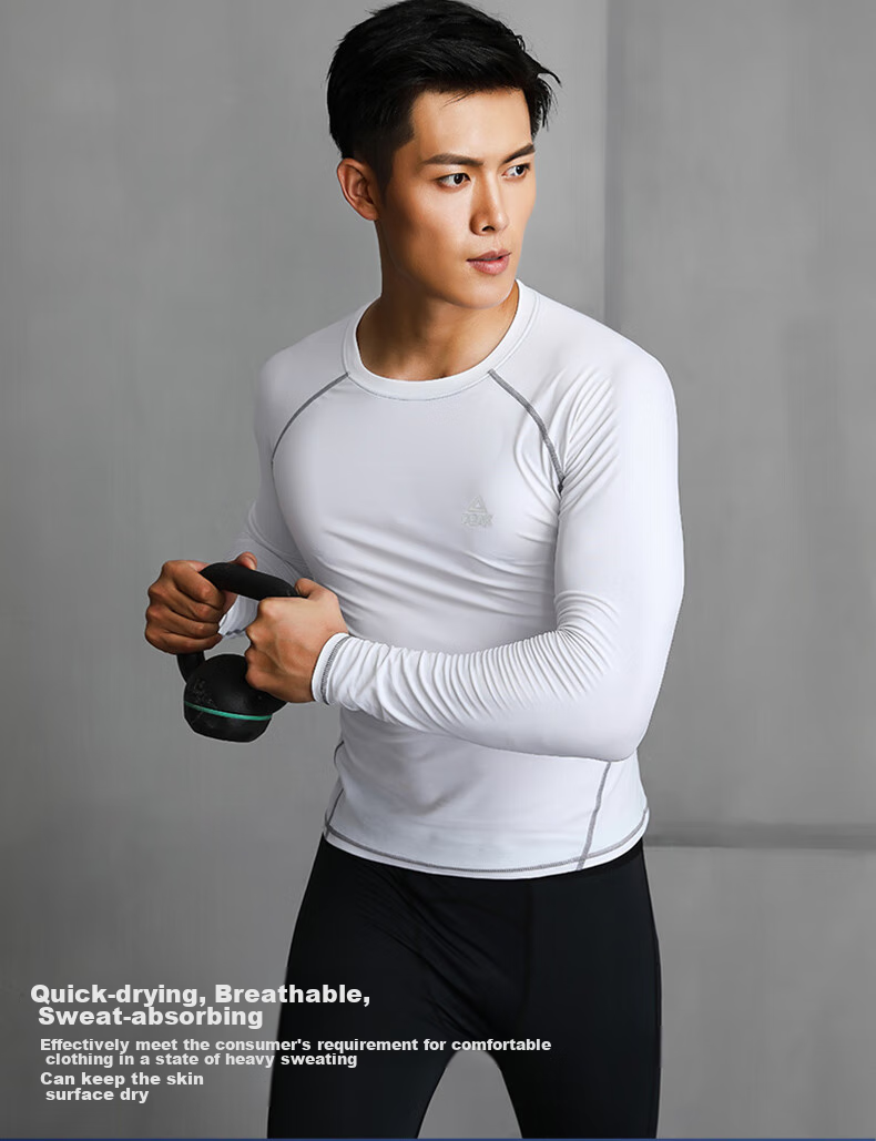 PEAK Men's Compression Shirt, Long Sleeve Fitness Wear, Summer Breathable Quick-Dry Sweat-Wicking High-Elasticity Sports Training Morning Run Shirt 5