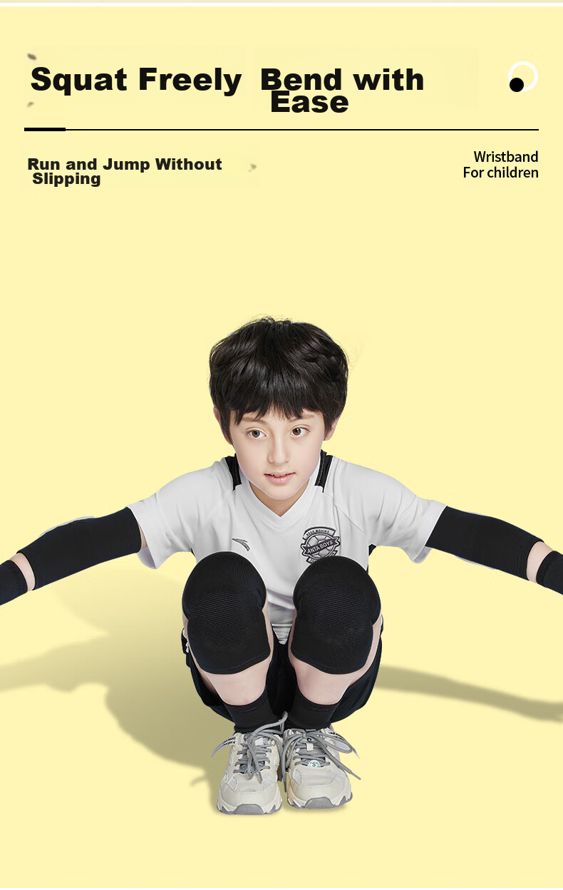 NAILEKESI N Children's Knee And Elbow Pads, Sports Protective Gear for Basketball, Football, Anti-Fall, Boys' Running, Cycling, Suitable for Ages 6-12, Roller Skating Protective Equipment 6