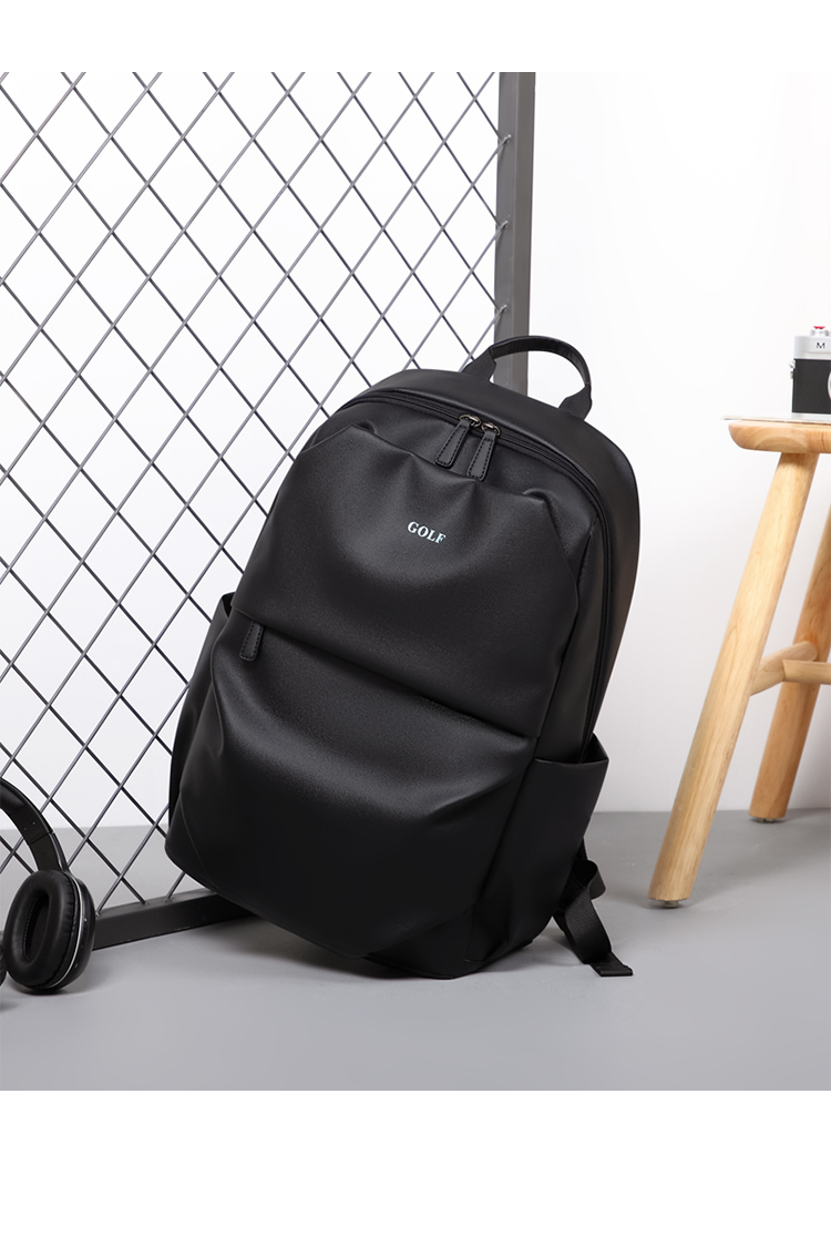 GOLF Backpack for Men, Large Capacity, Korean Style Student Schoolbag, 15-Inch Laptop Bag, Travel Bag, Black 22