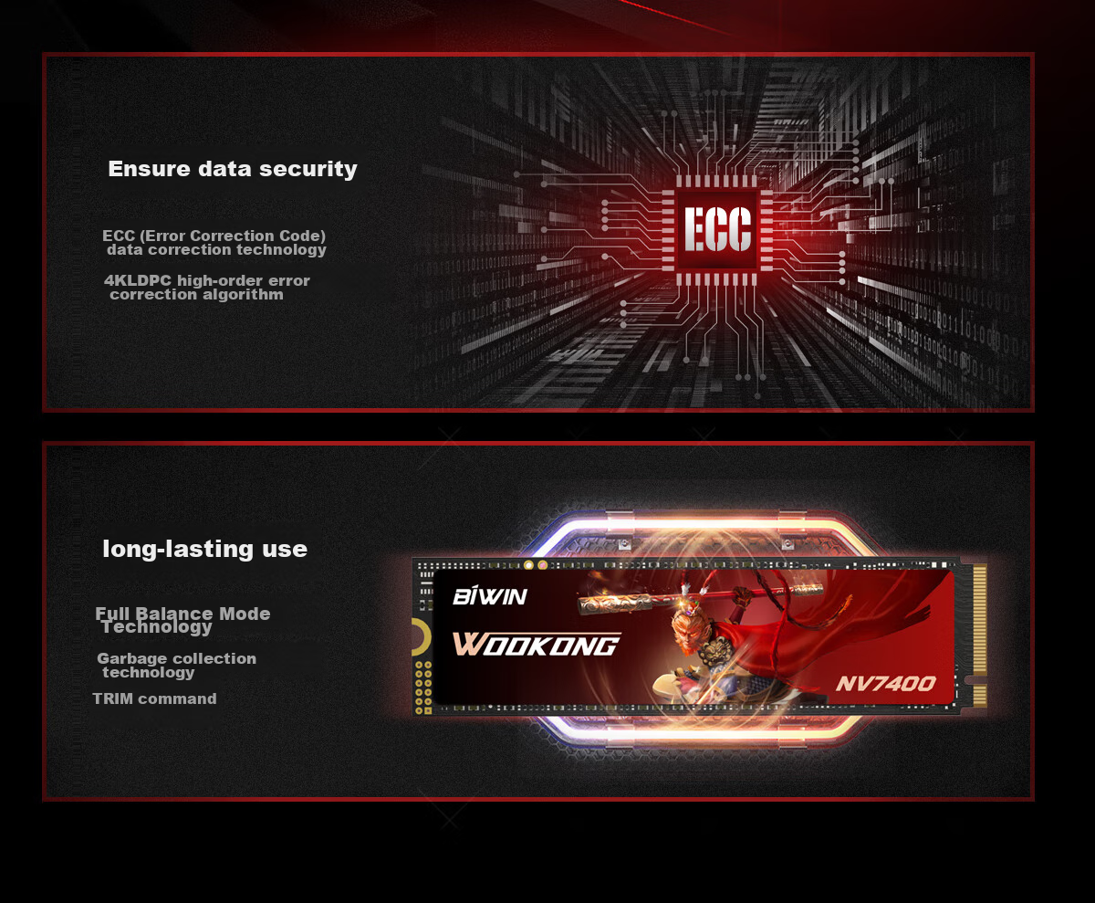 BIWIN 2TB SSD M.2 Interface (NVMe Protocol), NV7400 Series, PCIe 4.0 Read Speed 7450MB/s, AI PC Computer Storage Accessory 11