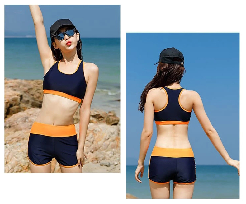 LangSha LangSha Women's Two-Piece Swimsuit Set, Conservative Style, Tummy Control, Slimming Effect, Instagram-Inspired Design, Suitable for Hot Springs, Bright Orange Color, Size L 16