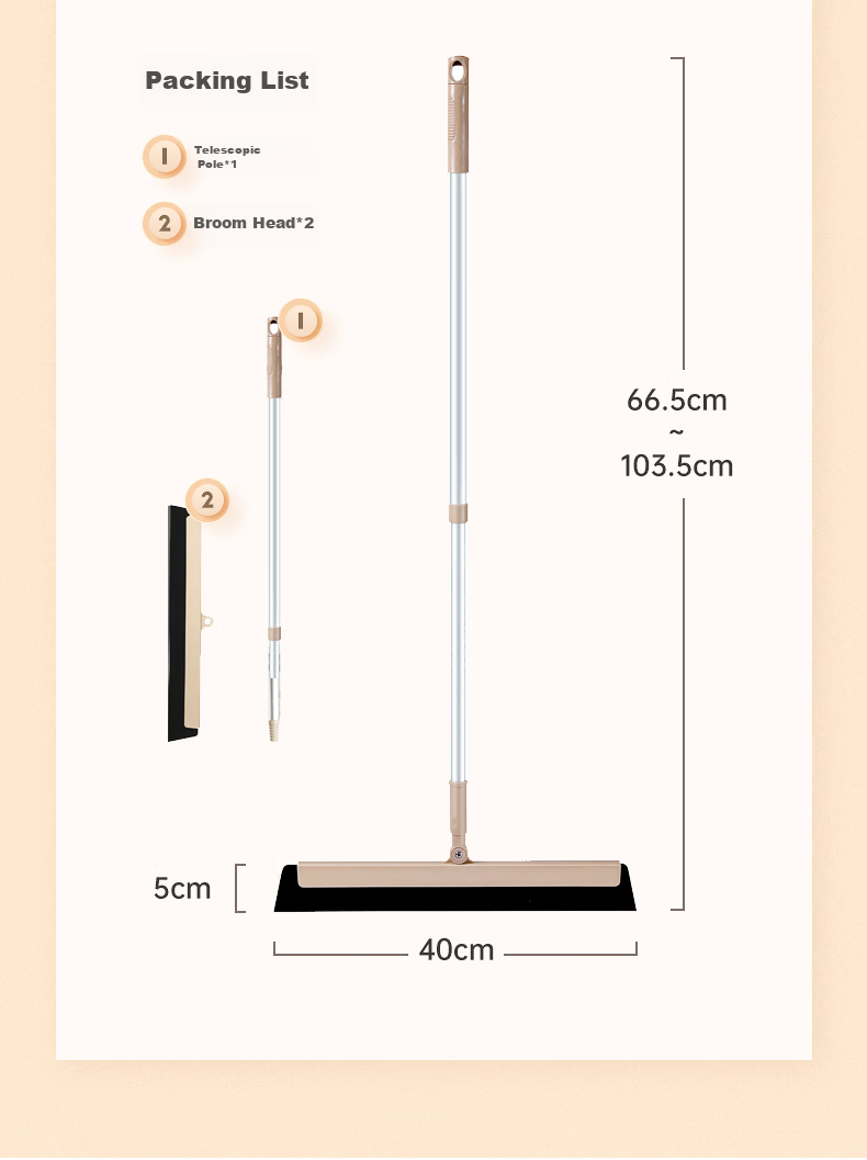 MARYYA Magic Squeegee Tool, Bathroom Floor Scraper, Water Sweeper Mop, Extra Large 40cm, 2 Mop Heads Included 11