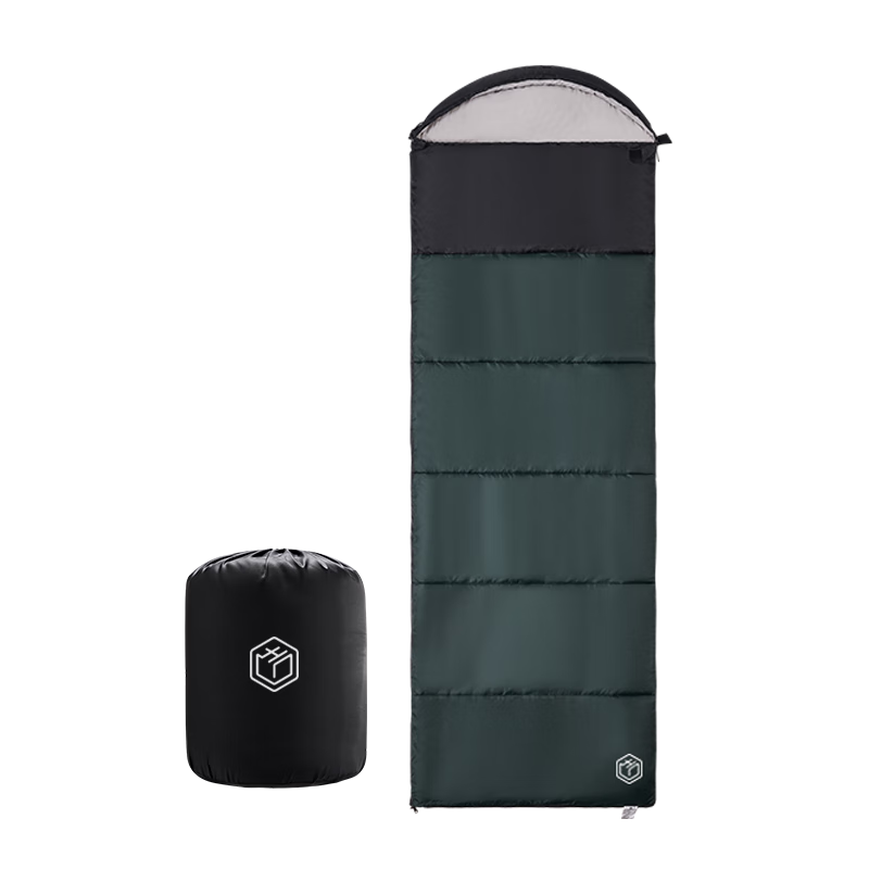 JD Original Envelope-Style Sleeping Bag for Adults, All Seasons, Outdoor Camping, Winter, Thickened, Cold-Resistant, Warm, Army Green, 1.0kg