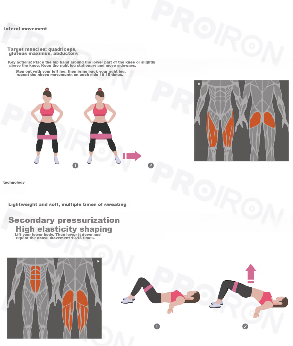 PROIRON Puli'ai Elastic Resistance Band Set for Strength Training, Fitness, Yoga Leg And Glute Exercises - 3 Pieces 12