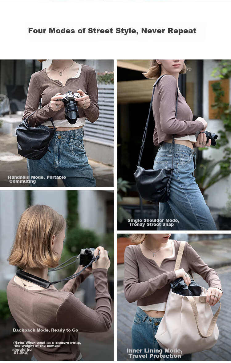 PGYTECH Camera Bag OneGo Cloud Bag Dandelion Photography Bag, Shoulder Mirrorless Camera Bag Inner Liner Storage Pouch, Women's Crossbody Travel Bag Suitable for Fuji Canon Sony, Black M Size 3