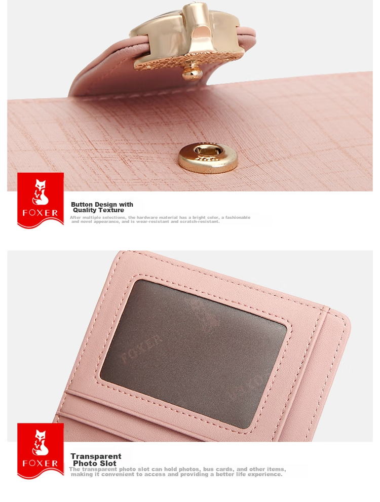 FOXER Leather Women's Wallet, Large Capacity, Short Style, Card Holder, Bill Folder, Clutch, Coin Purse, Valentine's Day Gift for February 14th 17