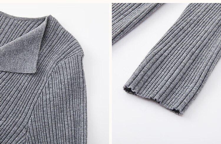 Dme [French Workplace OOTD] Summer Cloud-Feel Lightweight Lapel Sweater, Simple Style Long-Sleeve Knit Top for Wome 10