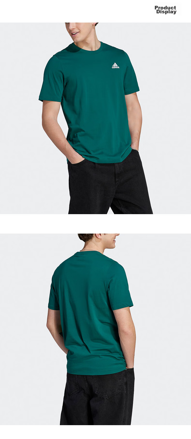 Adidas Men's Pure Cotton Casual Round Neck Short-Sleeve Sports T-Shirt IC9282, Black, A/XL Size 10