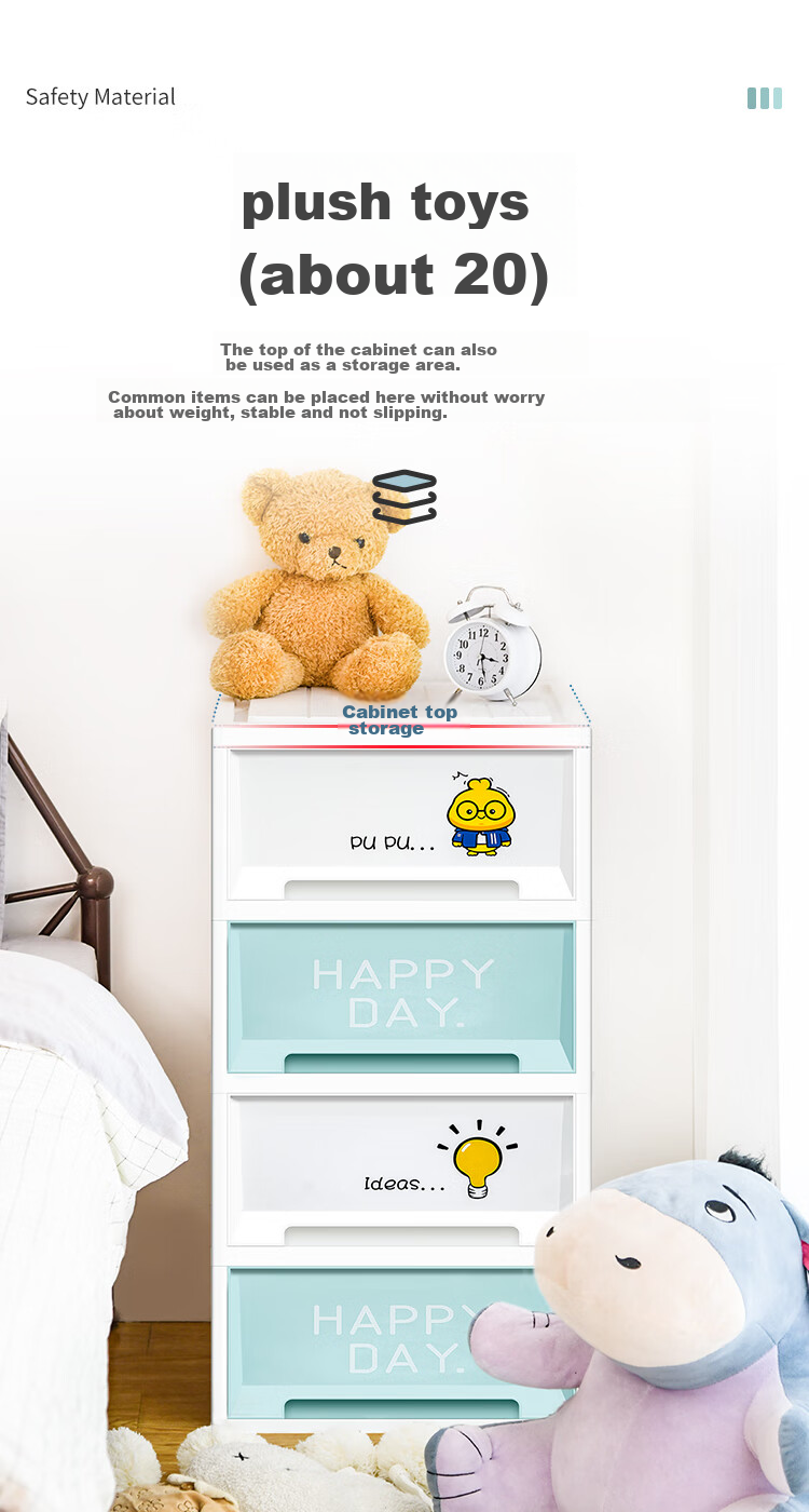 Xitianlong, No-Installation Storage Cabinet, Simple Wardrobe, Bedside Table, Children's Snack And Toy Storage Cabinet, 4-Tier Bird-Shaped Desig 11
