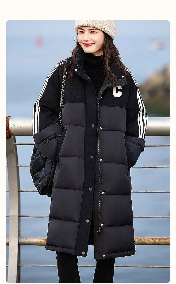 Dme [Warm Capture] Winter Warmth 90% Duck Down Windproof Sports Stand-Collar Long down Jacket for Women, Elegant Coat 2