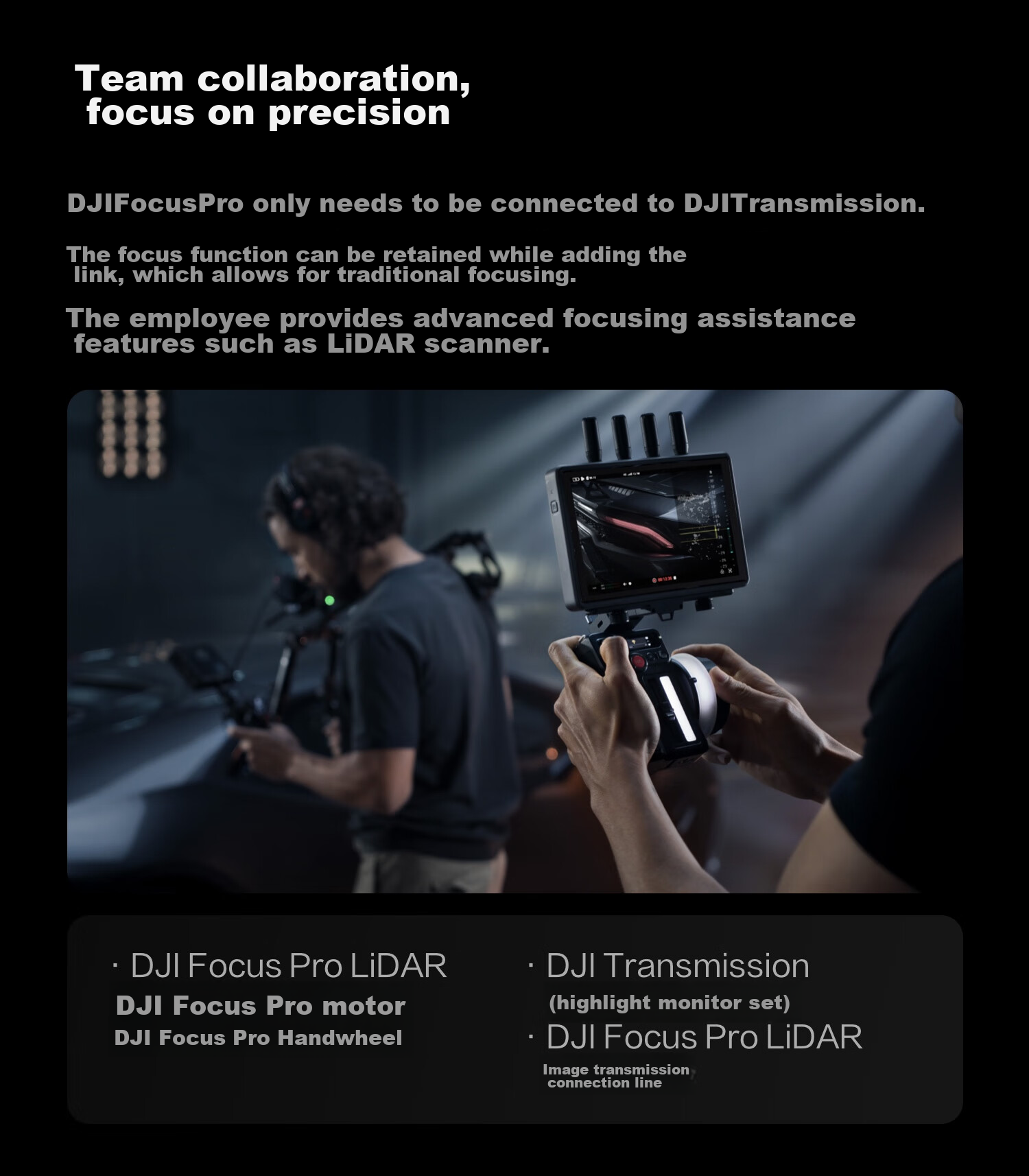 DJI Focus Pro Creative Edition, Handheld Integrated Lens Control System with AI Automatic Focus Tracking, 20-Meter Wireless Follow-Focus, LiDAR Oscilloscope 16