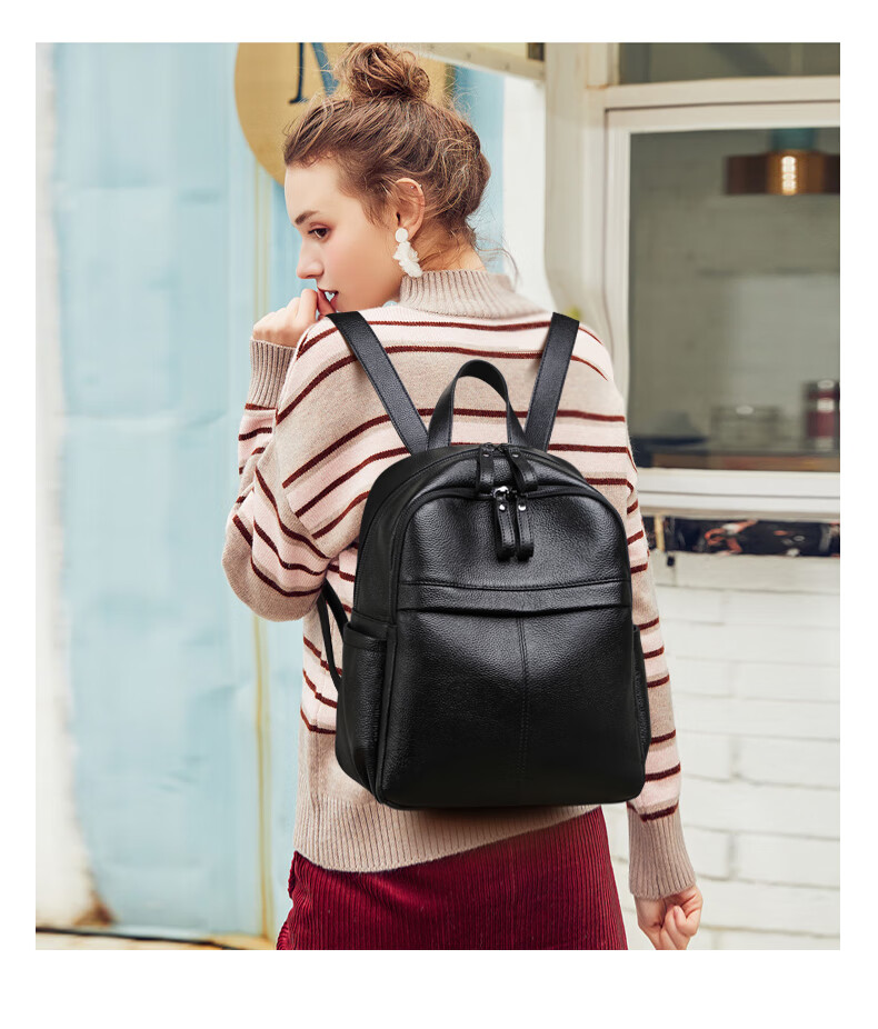 Viney Leather Backpack for Women, Large Capacity Lightweight Travel Bag, Stylish Student Schoolbag, Birthday Gift for Girlfriend 9