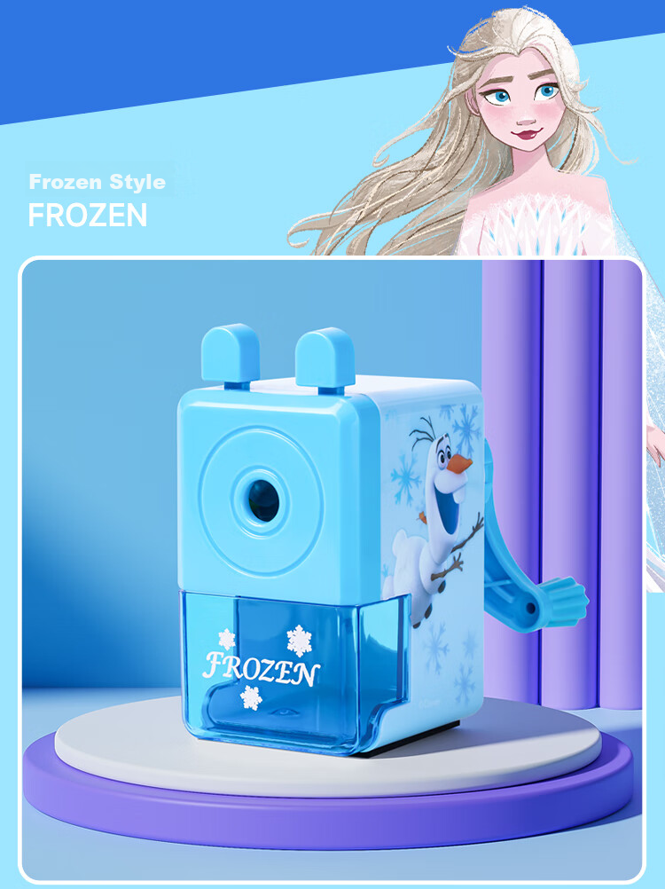 Disney Elementary School Pencil Sharpener, Simple Hand-Cranked Pencil Sharpener/Sharpener Blade/Sharpening Wheel, Portable Children's Pencil Sharpener Graduation Gift Elsa 10