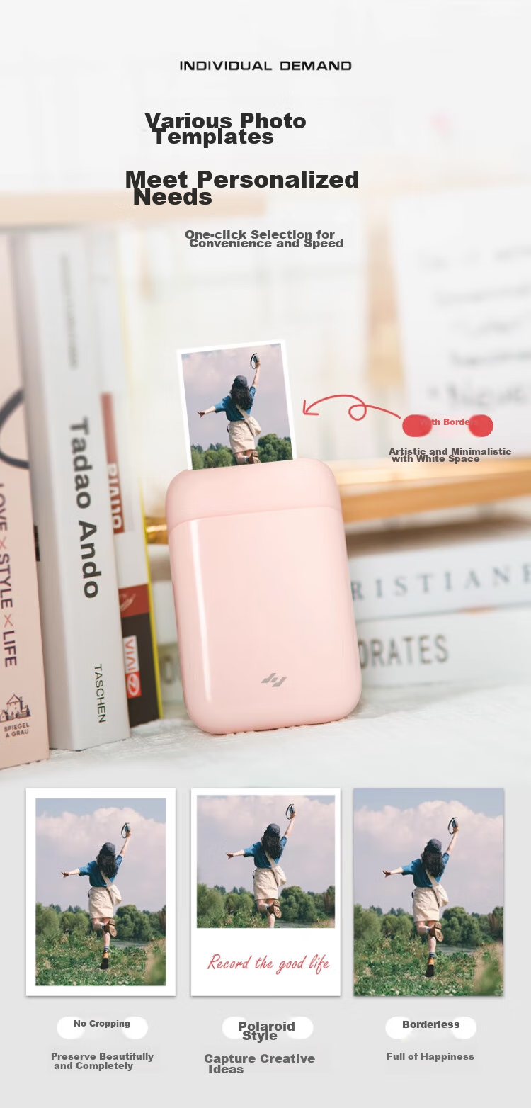 Jiyin Pocket Photo Printer Mobile Instant Camera AR Video Voice Wireless Bluetooth Home Portable Inkless Photo Printer Cloud White ZPP110 Holiday Gift 12